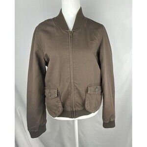 Vintage Old Navy Bomber Jacket Women's size Large 100% Cotton Brown Y2k